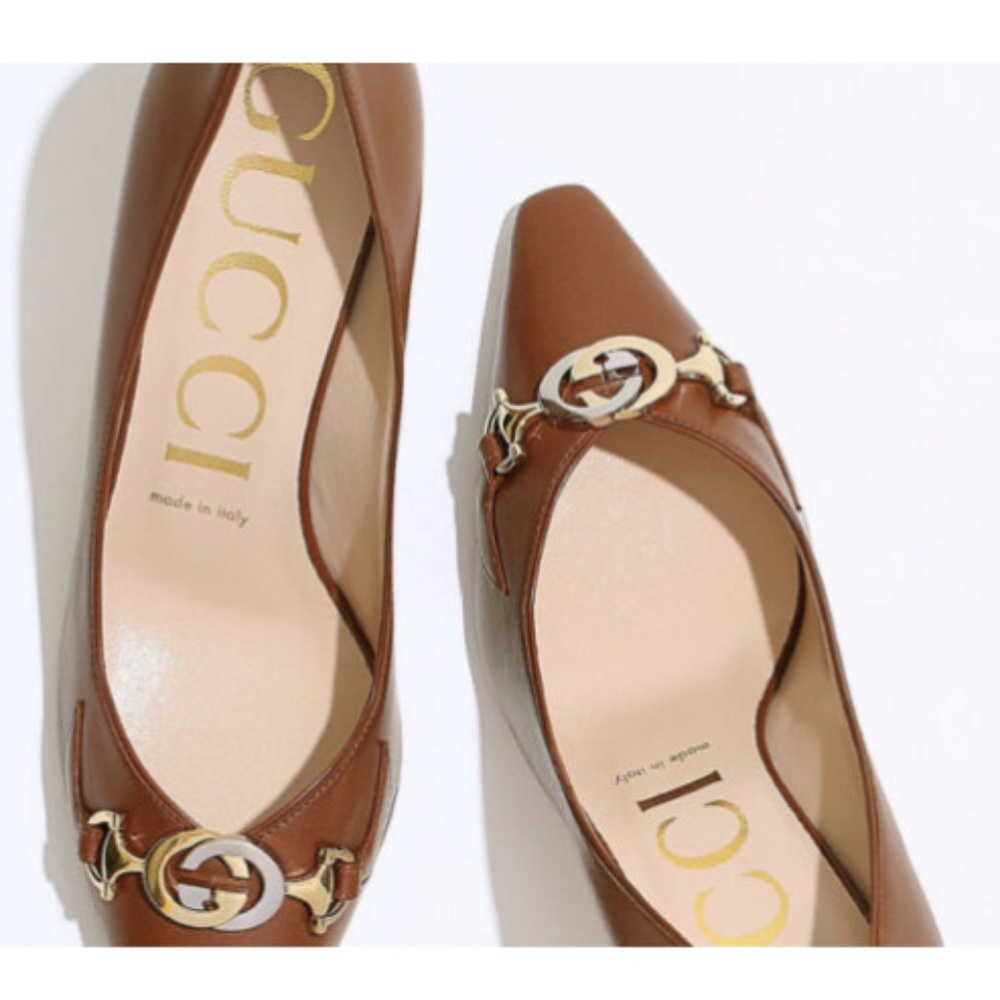 NIB Gucci Zumi 75 Pump Cognac Leather Pumps - Picture 4 of 12